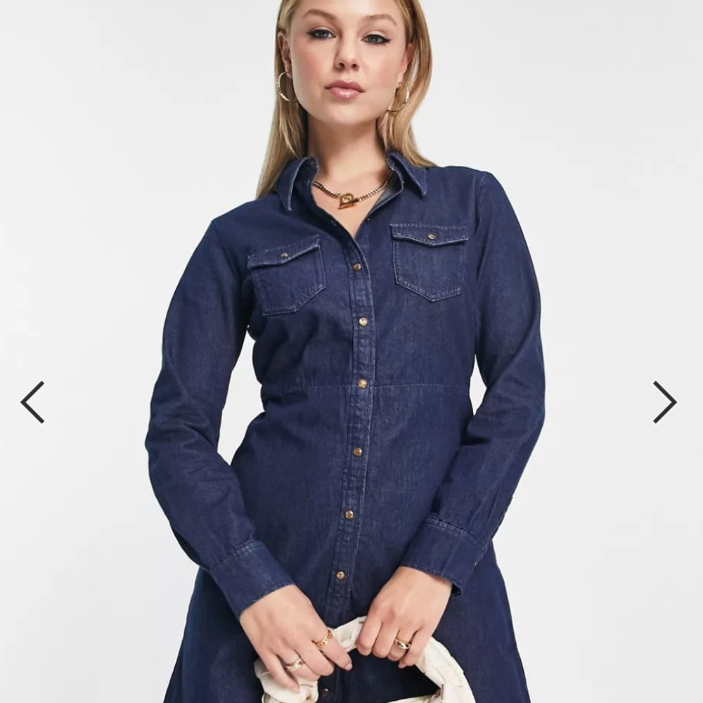 NWT & Other Stories denim mini shirt dress in dark blue EU 34/Size 4